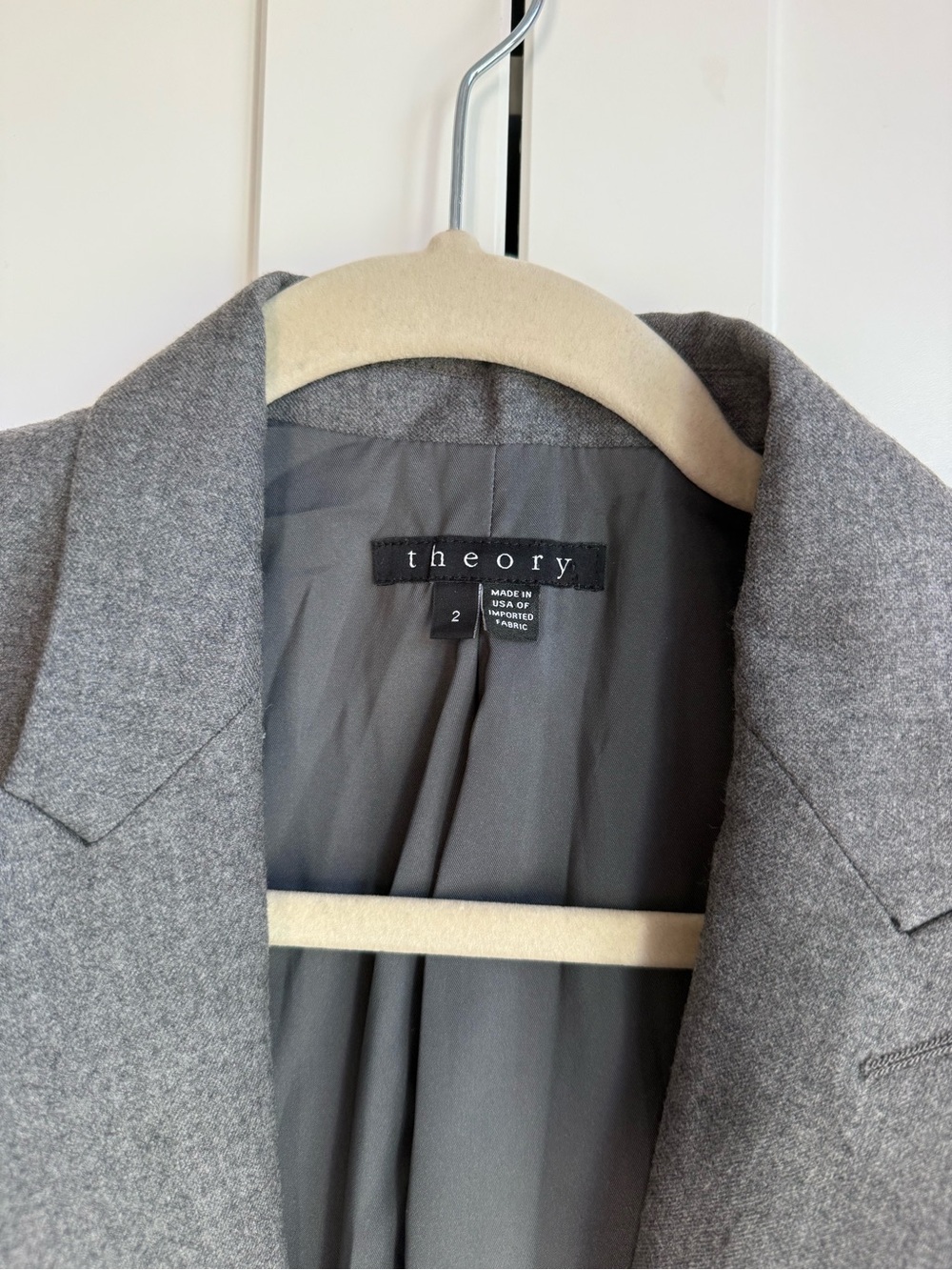 THEORY Dief Pure Flannel Wool Blazer Grey Size 2 - Picture 11 of 11